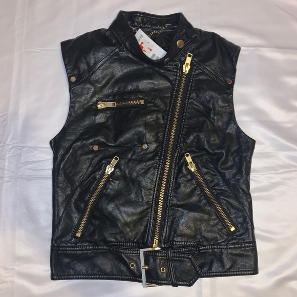 Black Faux Leather Vest - Picture 1 of 2